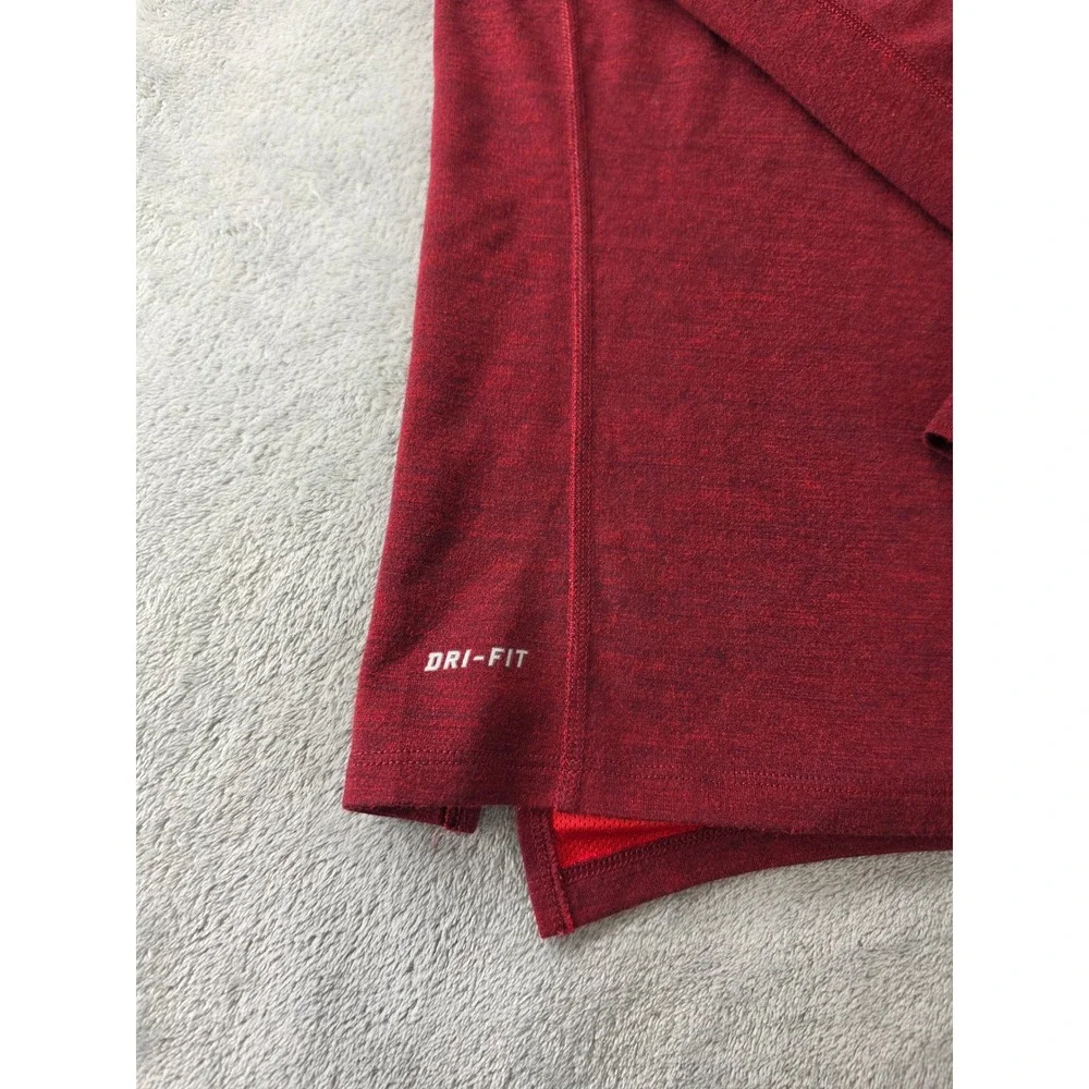 Nike Running Dri-FIT Long Sleeve Shirt Womens Small Red Heathered Thumbhole Top